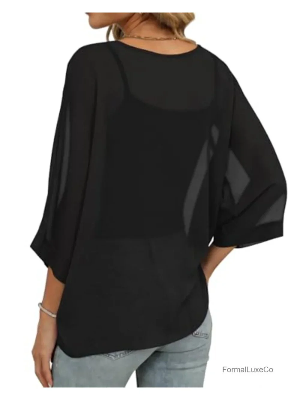 Womens Chiffon Poncho Tops Batwing Sleeve Beach Cover Up Loose Fit Summer